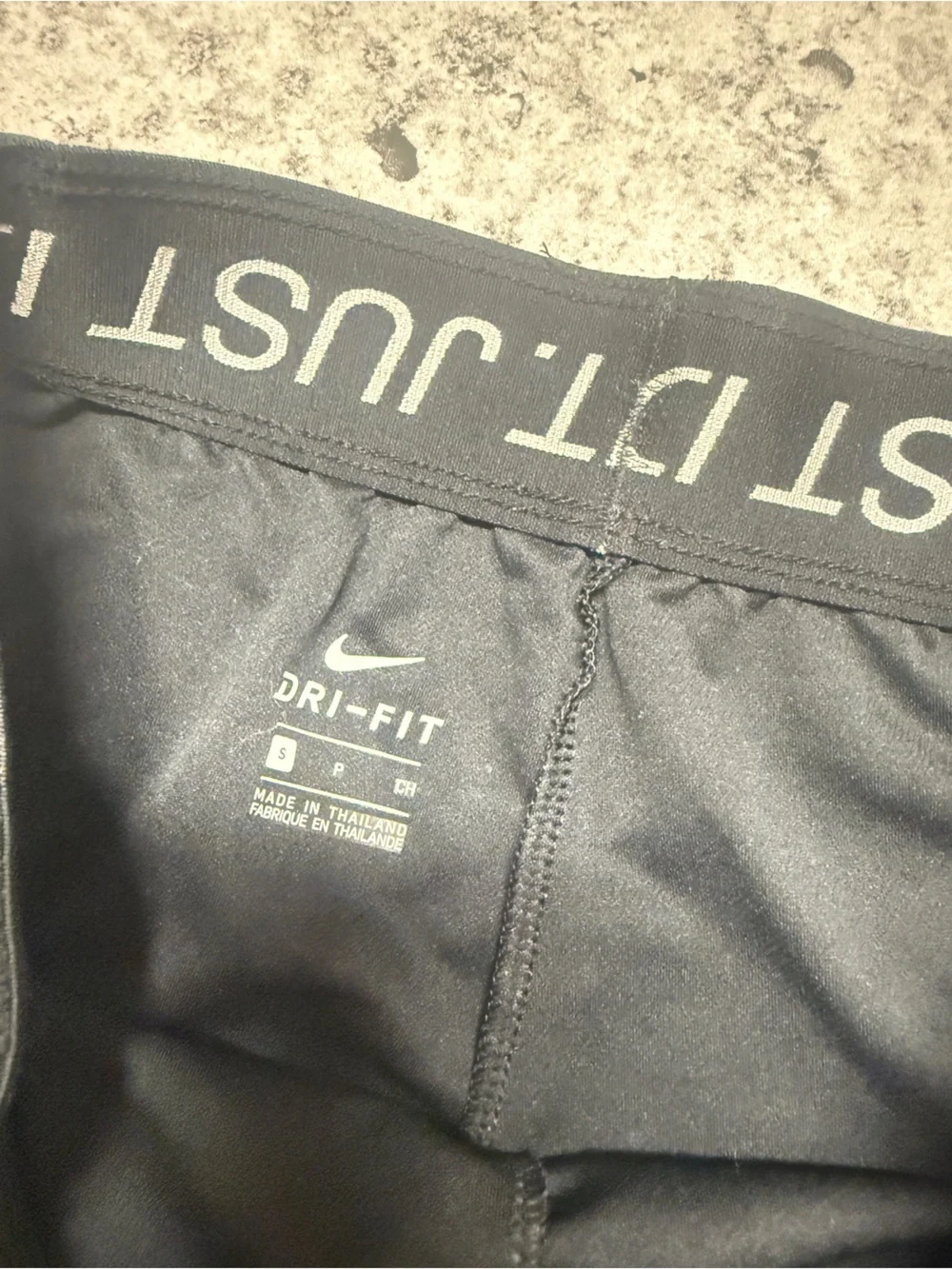 Nike Women's Black Athletic Shorts with White Side 'Just Do It' Trim